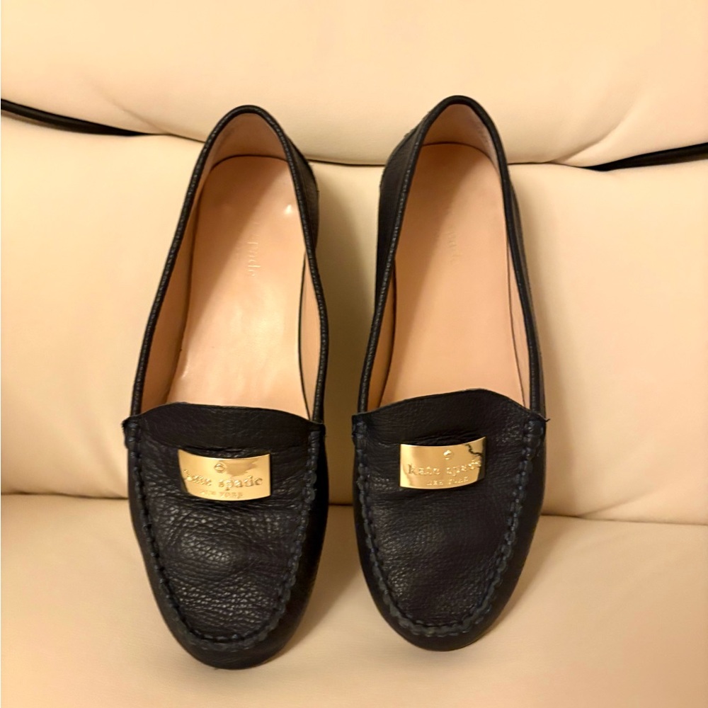 Kate Spade Black Loafers with Gold Accents
